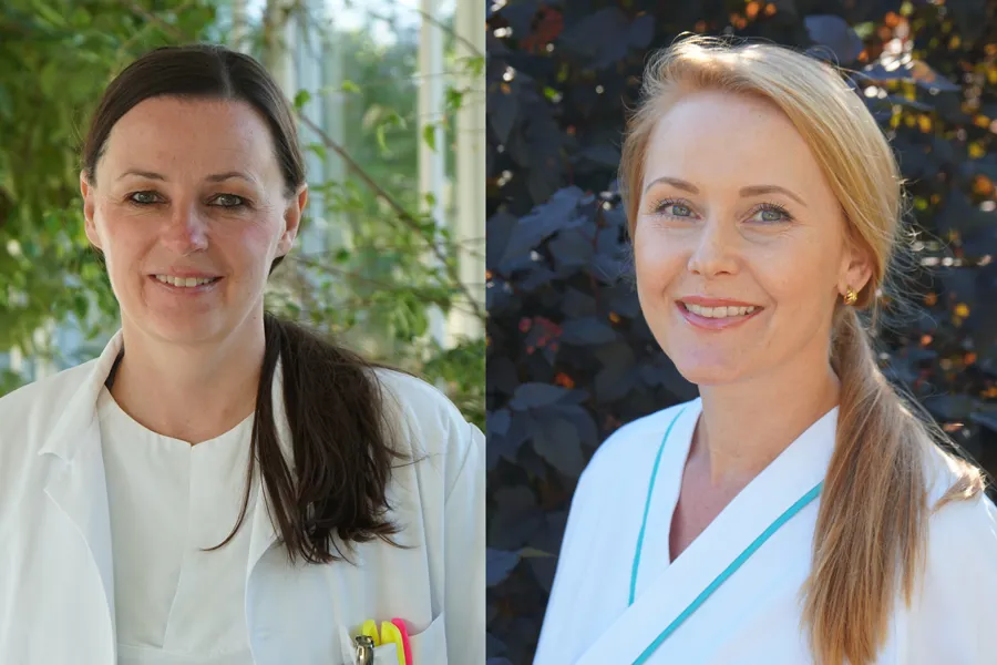 Portrettbilde av avdelingsoverlege Hege Prag Øra og avdelingsleder Viva Cathrine Rykken