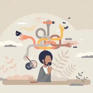 En person som tenker på oppgaver.