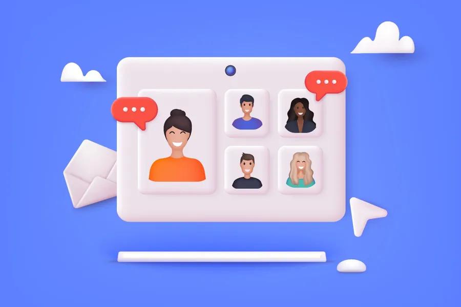 Illustrasjon av digitalt nettverksmøte