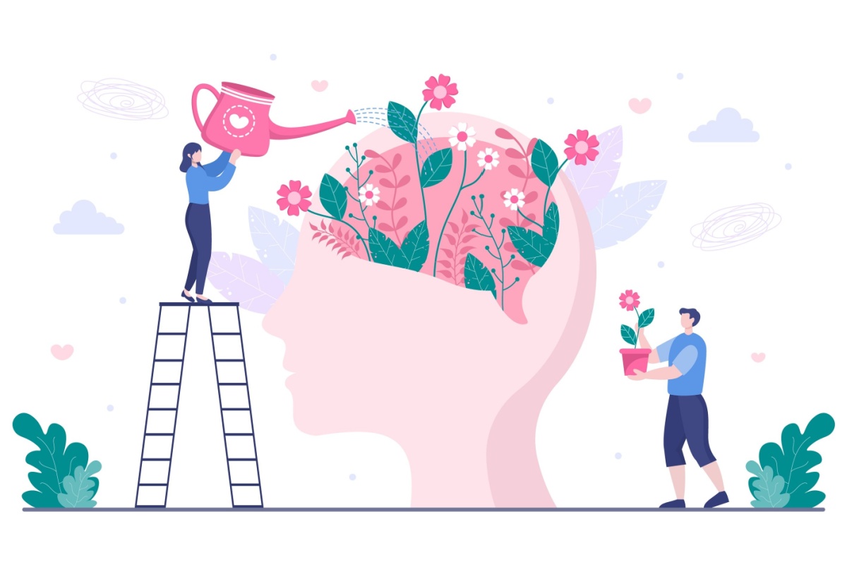 To mennesker som vanner en hage, hagen er hjernen.