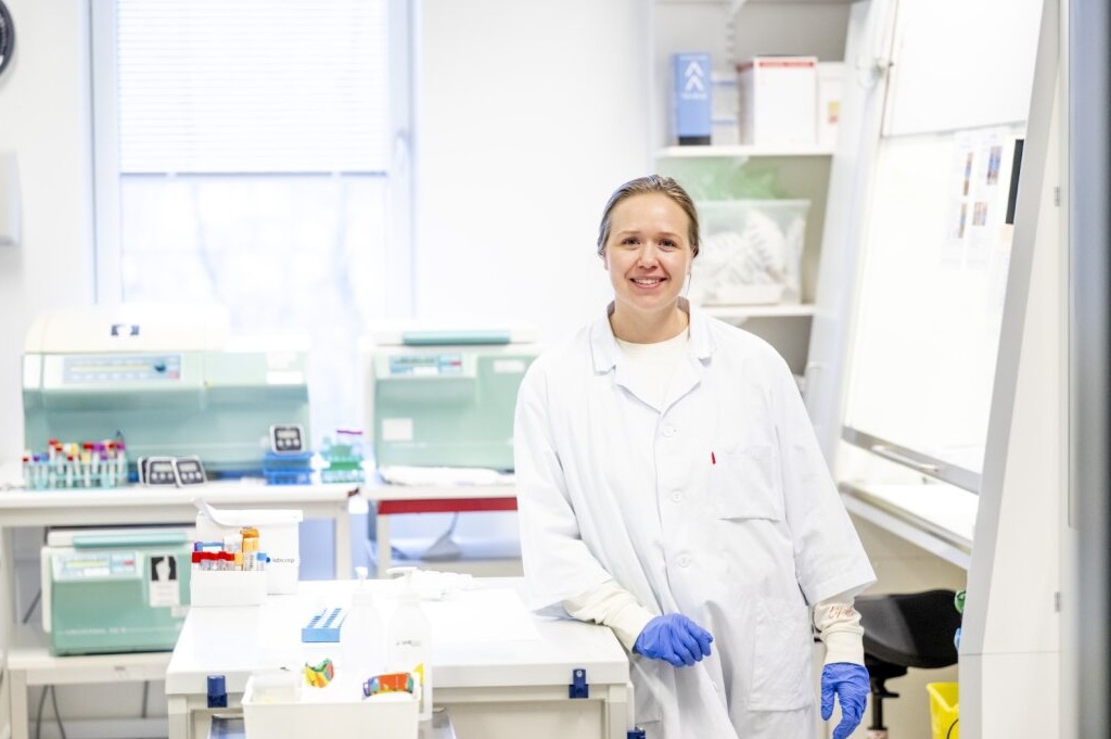 A doctor in a white lab coat