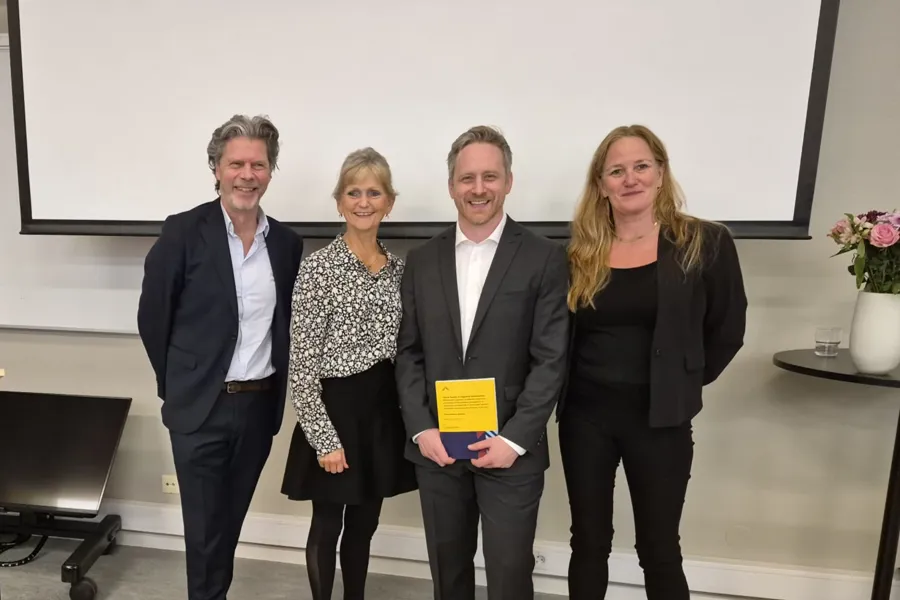 Gruppebilde med Sveinung Tornås, Norway Health Tech; Anne Lund, OsloMet; Truls Sveløkken Johansen, Sunnaas sykehus og Marianne Løvstad, Sunnaas sykehus..