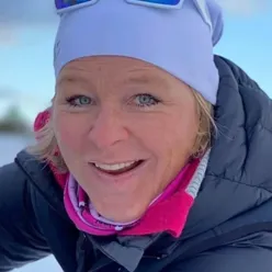 A person wearing a helmet
