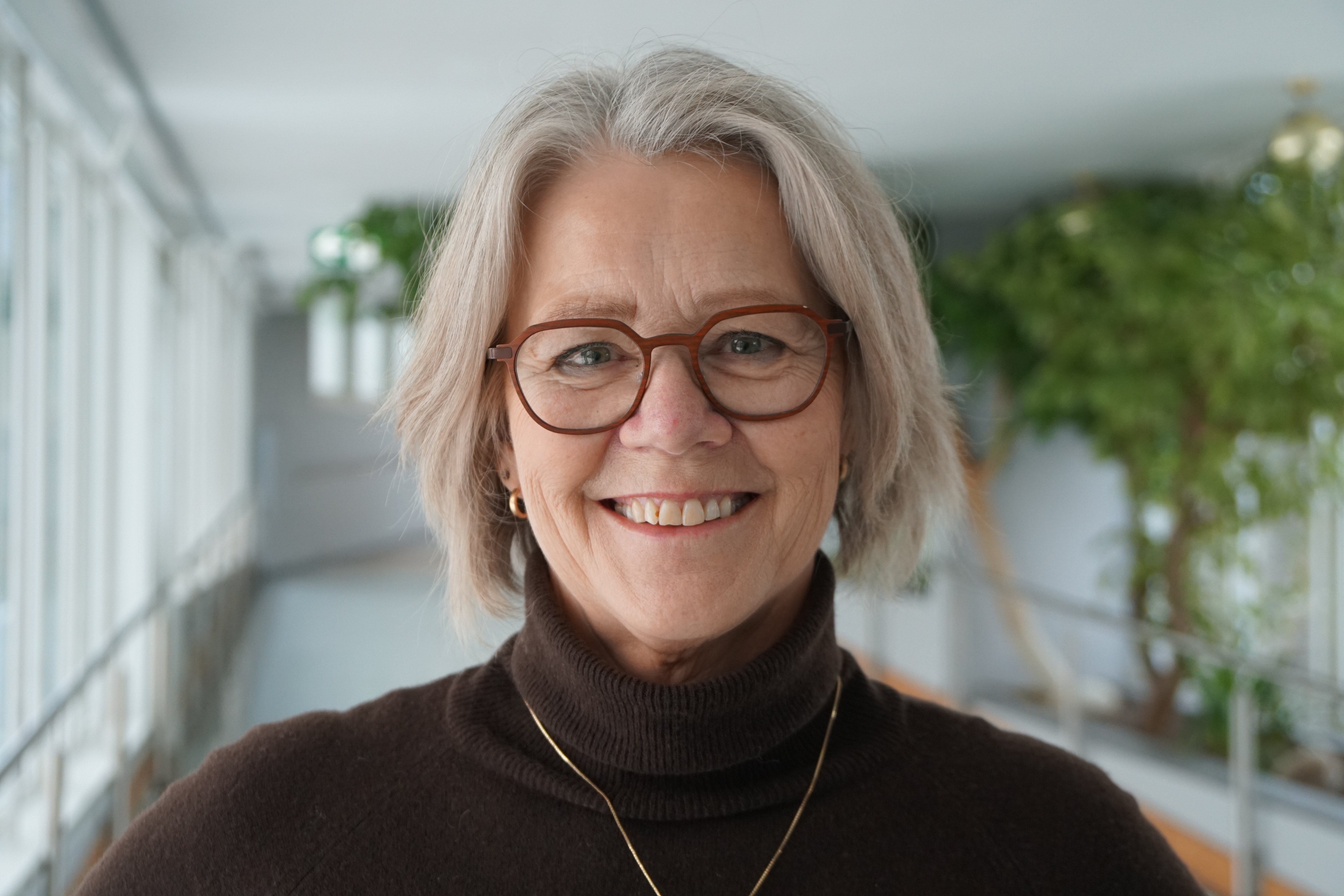 A woman wearing glasses