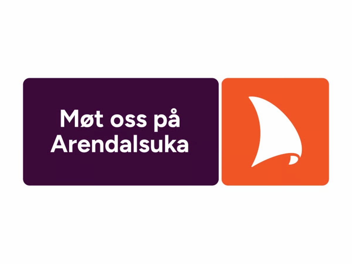 Logo Arendalsuka med teksten Møt oss på Arendalsuka