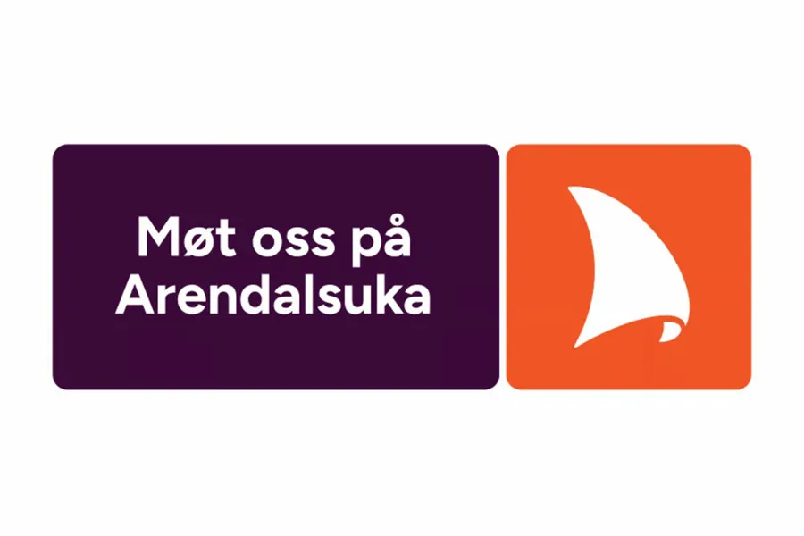 Logo Arendalsuka med teksten Møt oss på Arendalsuka