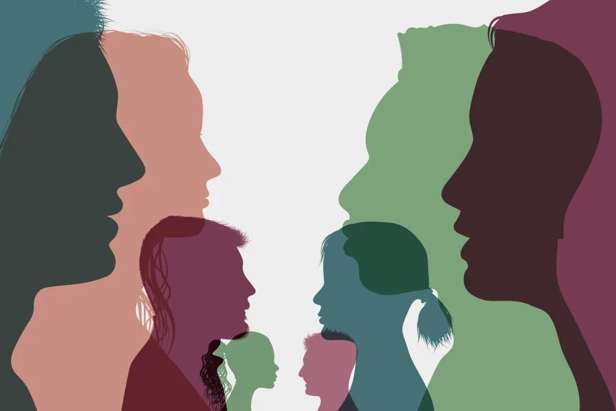 Mennesker som ser på hverandre, illustrasjon