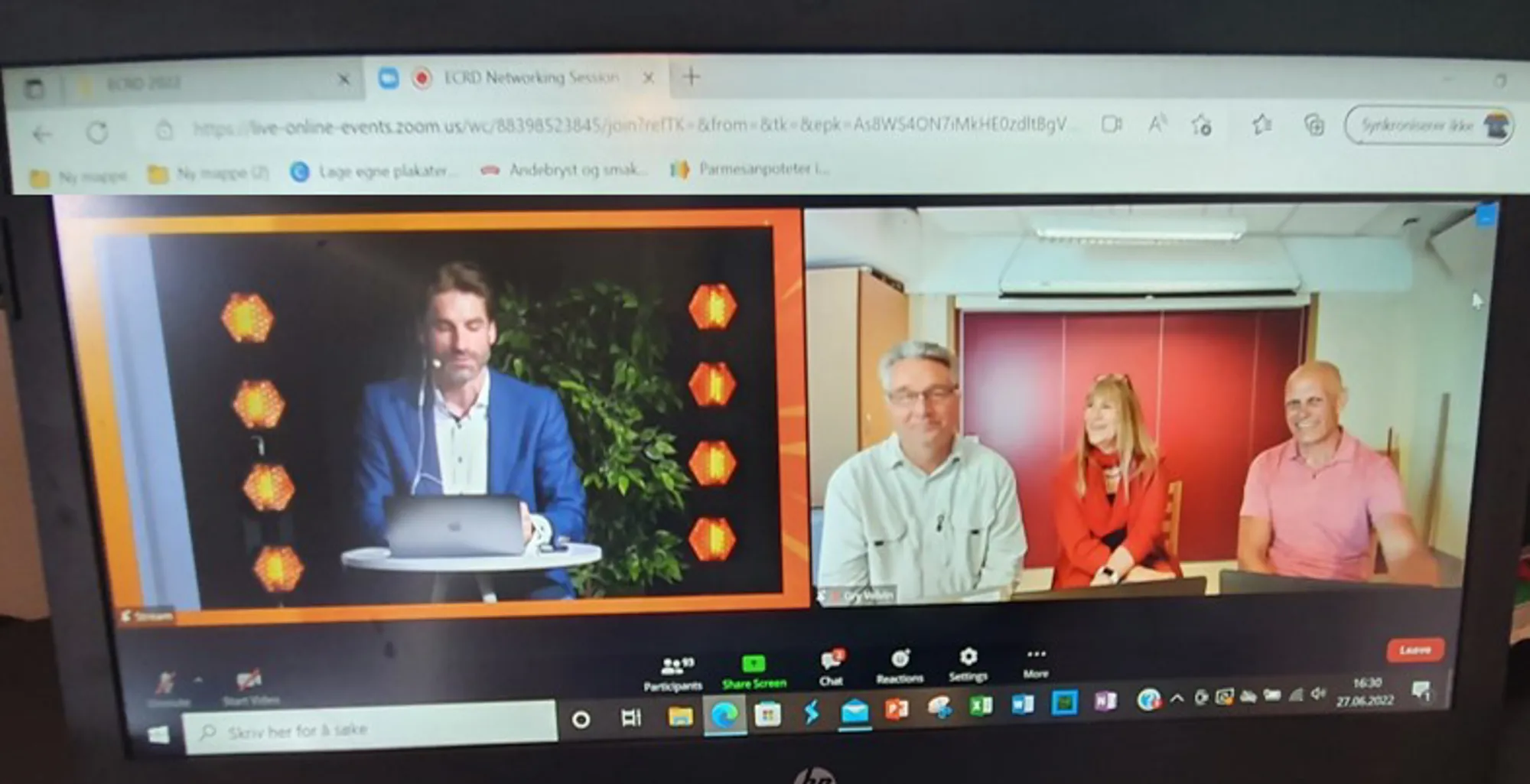 Digital posterpresentasjon, modertor Gerrit Hoijkoop til venstre og Trond, BGry og Brede fra TRS til høyre