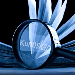 Illustrasjonsbilde som viser et forstørrelsesglass foran en bok