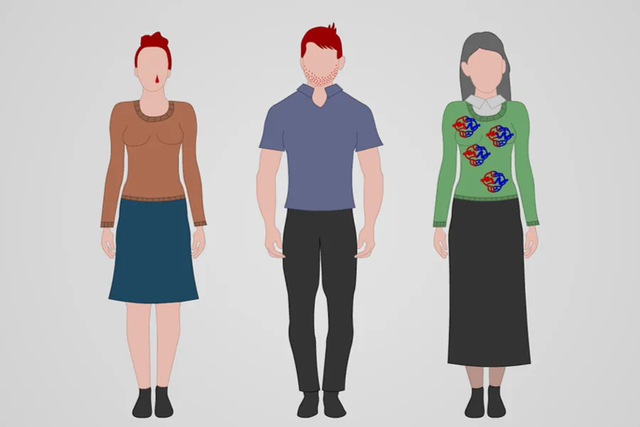 tre personer med symptomer på HHT