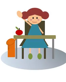 Tegning av en skolejente med dysmeli
